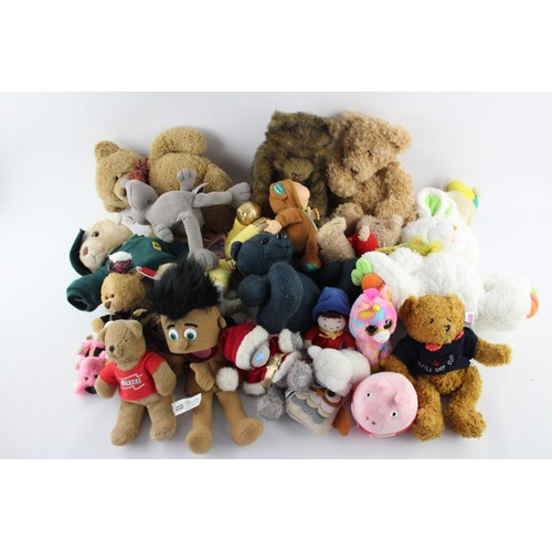 505 - Job Lot Assorted TEDDY BEARS/SOFT TOYS Inc Ty, Peppa Pig, Walker Etc