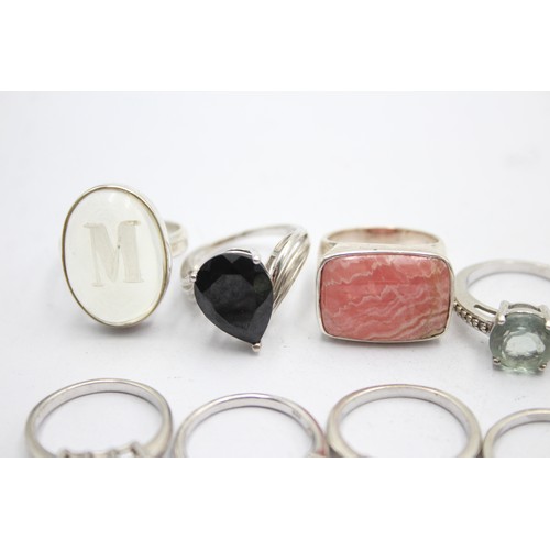 506 - 12 X .925 Gemstone Set Ring Including Tggc (62g)