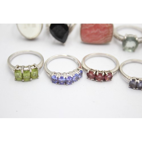 506 - 12 X .925 Gemstone Set Ring Including Tggc (62g)