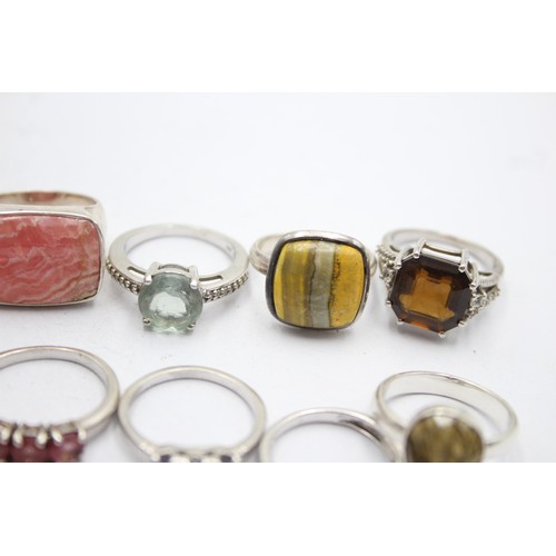 506 - 12 X .925 Gemstone Set Ring Including Tggc (62g)