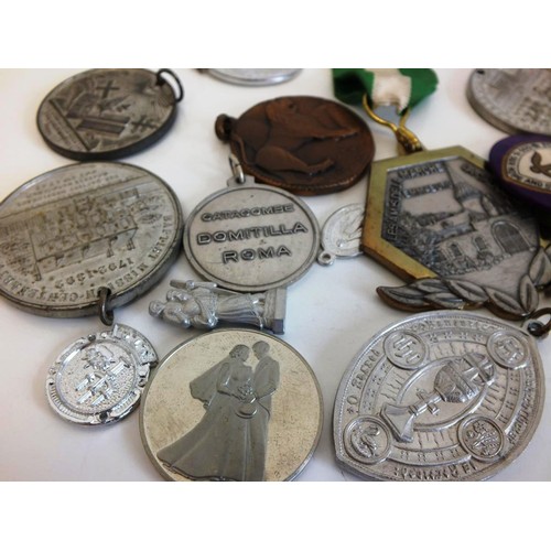 245 - COLLECTION OF RELIGIOUS THEMED MEDALS, FOBS & BADGES