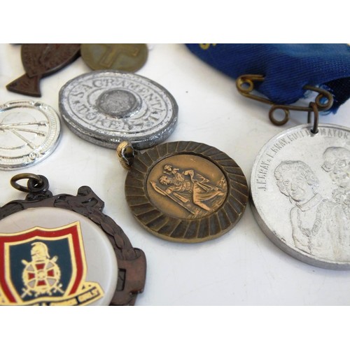 245 - COLLECTION OF RELIGIOUS THEMED MEDALS, FOBS & BADGES