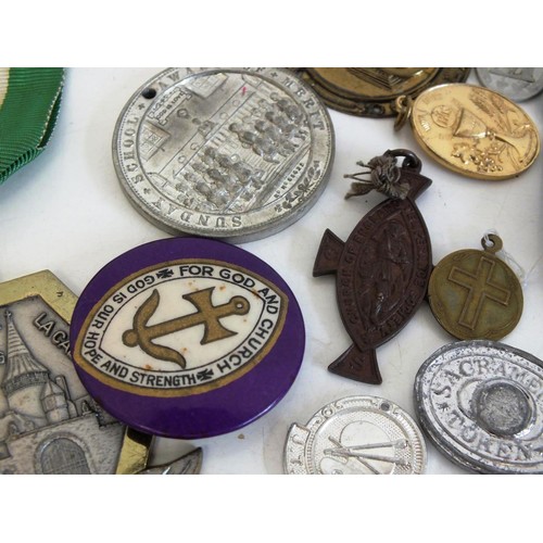 245 - COLLECTION OF RELIGIOUS THEMED MEDALS, FOBS & BADGES