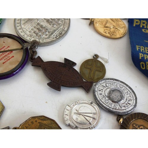 245 - COLLECTION OF RELIGIOUS THEMED MEDALS, FOBS & BADGES