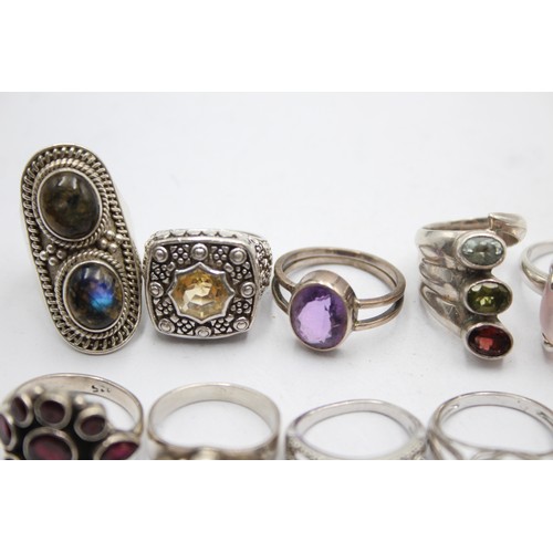 538 - 12 X .925 Gemstone Rings Including Tggc (78g)