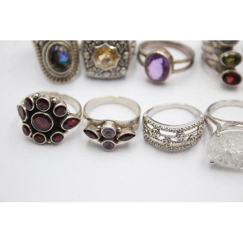 538 - 12 X .925 Gemstone Rings Including Tggc (78g)