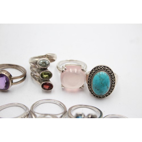 538 - 12 X .925 Gemstone Rings Including Tggc (78g)