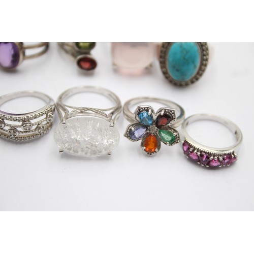 538 - 12 X .925 Gemstone Rings Including Tggc (78g)