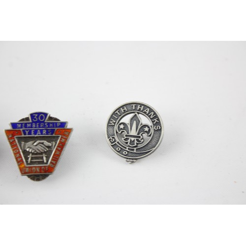 543 - 6 x Stamped .925 STERLING SILVER Pin / Lapel BADGES (38g)