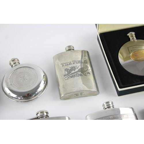 547 - 12 x BREWERIANA Hip Flasks Inc Leather, Pewter, Boxed Etc