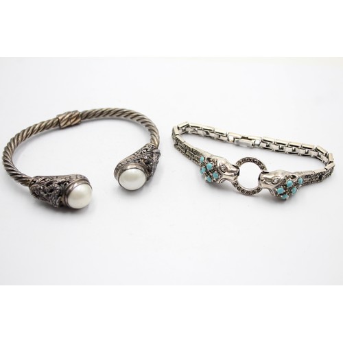 554 - 2 X .925 Bracelets Including A Dragon Design And Leopard (61g)