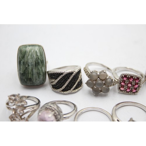 562 - 12 X .925 Gemstone Set Rings Including Tggc (63g)