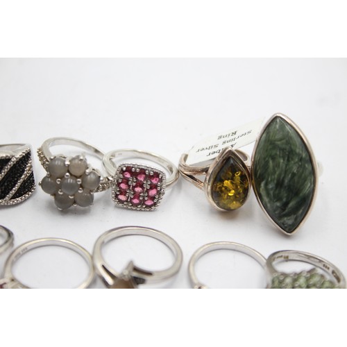 562 - 12 X .925 Gemstone Set Rings Including Tggc (63g)