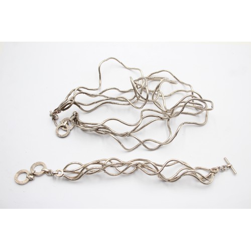 578 - .925 Articulated Neacklace And Bracelet Set By Nanapas London (82g)