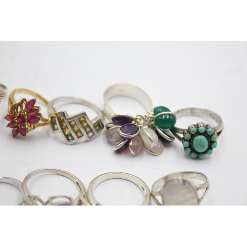 594 - 12 X .925 Gemstone Set Rings (62g)