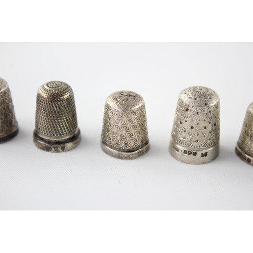 603 - 7 x Antique / Vintage .925 STERLING SILVER Thimbles Inc Charles Horner Etc (27g)