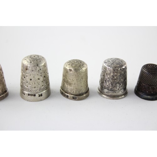 603 - 7 x Antique / Vintage .925 STERLING SILVER Thimbles Inc Charles Horner Etc (27g)