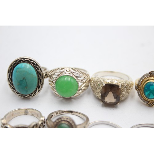 610 - 12 X .925 Gemstone Set Rings (57g)