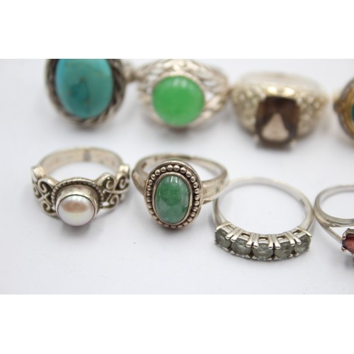 610 - 12 X .925 Gemstone Set Rings (57g)