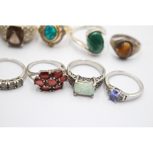 610 - 12 X .925 Gemstone Set Rings (57g)