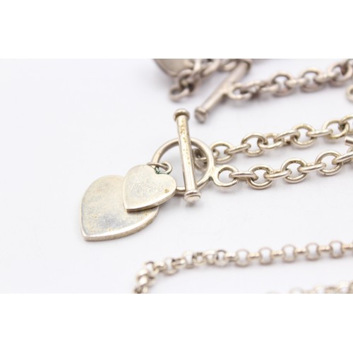 618 - 3 X .925 T Bar Jewellery Including Heart Charms (57g)