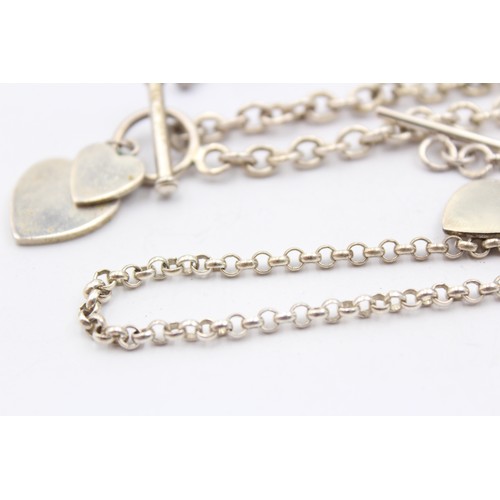 618 - 3 X .925 T Bar Jewellery Including Heart Charms (57g)