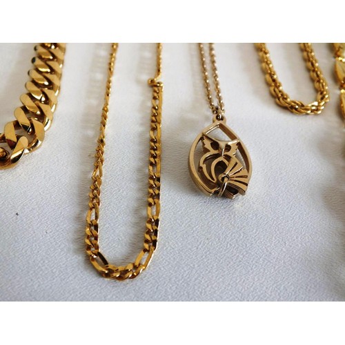 288 - 7 x GOLD TONE NECKLACES AND BRACELET INCLUDES SARAH COVENTRY OWL PENDANT NECKLACE