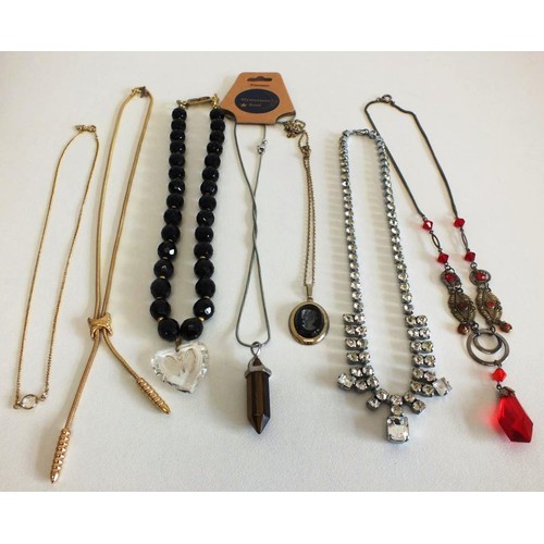 289 - 7 ASSORTED NECKLACES TO INCLUDE SARAH COVENTRY, TIGER EYE, FACETED BLACK GLASS BEAD ETC