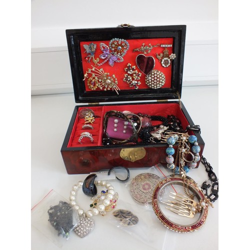 50 - JEWELLERY BOX FULL OF VARIOUS COSTUME JEWELLERY