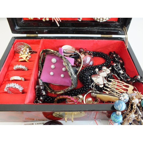 50 - JEWELLERY BOX FULL OF VARIOUS COSTUME JEWELLERY