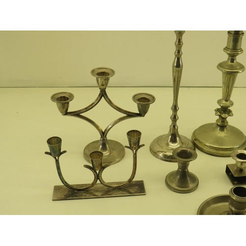 477 - 12 x Assorted Metal CANDLE HOLDERS / CANDLESTICKS Inc Silver Plate Etc