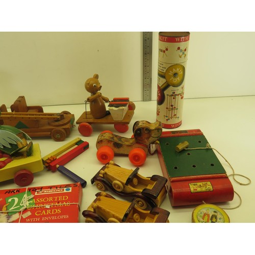 489 - Job Lot of Assorted Wooden Preschool Toys Inc Fisherprice, Car, Robot