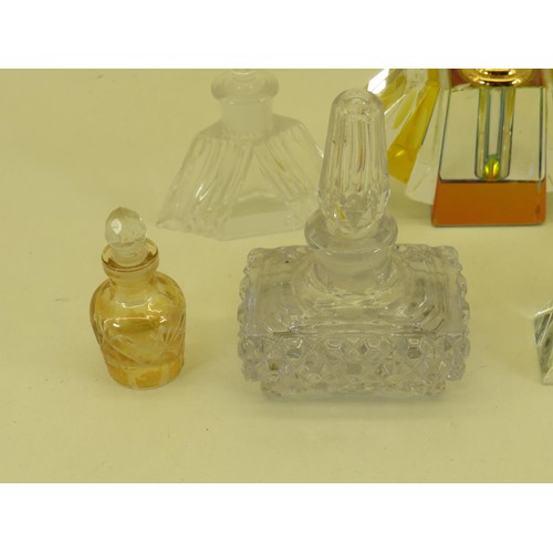 533 - 7 x Assorted PERFUME BOTTLES Inc Art Deco, Crystal, Glass Stoppers Etc