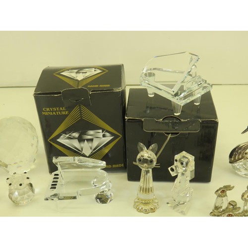 545 - Assorted CRYSTAL Ornaments Inc Clock, Train, Cat Etc