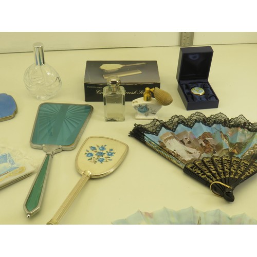 565 - 18 x Assorted LADIES VANITY Inc Hand Mirrors, Fans, Perfume Bottles Etc