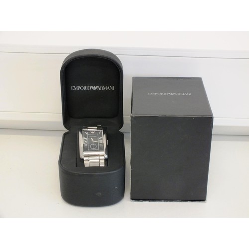 2 - EMPORIO ARMANI MEN'S WATCH CLASSIC BLACK  DIAL WITH BOX AND CERTIFICATE