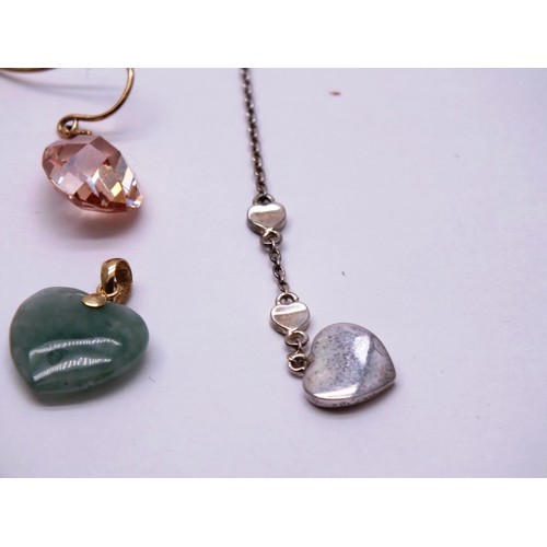 5 - GOOD MIXED LOT OF GOLD GEMSTONE JEWELLERY & SILVER CHAINS, SALT SPOON, TO INCLUDE 14k PINK CRYSTAL &... 