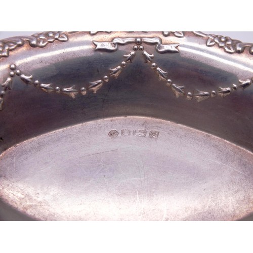 17 - STERLING SILVER OVAL PIN DISH SHEFFIELD 1996 R.CARR Ltd 50g, 15.5 x 9.5 x 1.5cm and SILVER MUSTARD P... 
