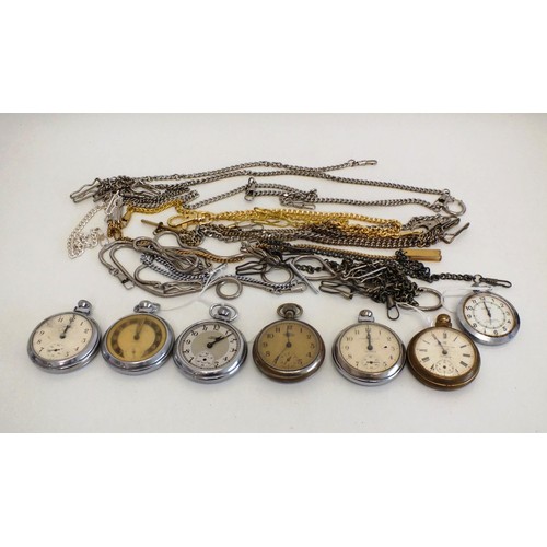 22 - 7 x POCKET WATCHES INCLUDES SMITHS EMPIRE & INGERSOLL A/F, & A SELECTION OF ASSORTED METAL POCKET WA... 