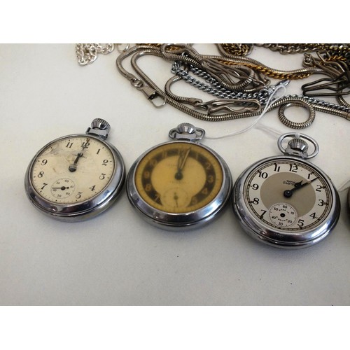 22 - 7 x POCKET WATCHES INCLUDES SMITHS EMPIRE & INGERSOLL A/F, & A SELECTION OF ASSORTED METAL POCKET WA... 