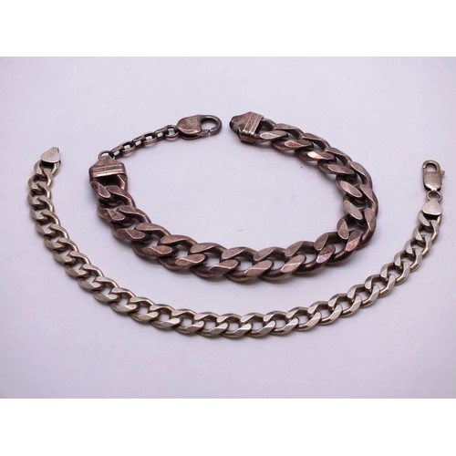 28 - TWO STERLING SILVER CURB LINK BRACELETS 9