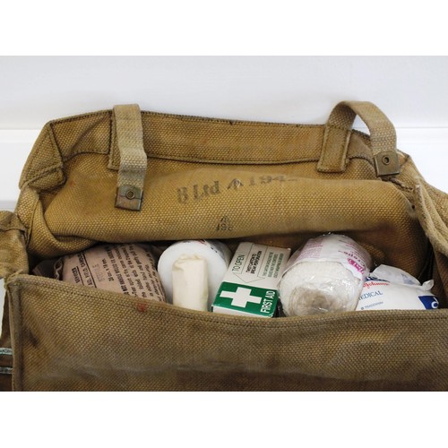 41 - TWO MILITARY FIRST AID BAGS WITH MEDICAL ITEMS