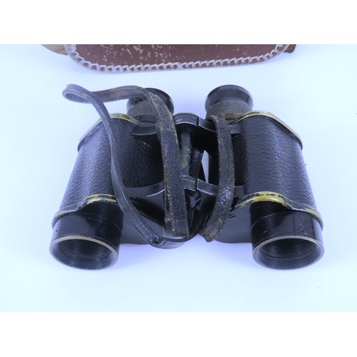 35 - AND MILITARTY FIELD BINOCULARS IN LEATHER CARRY CASE