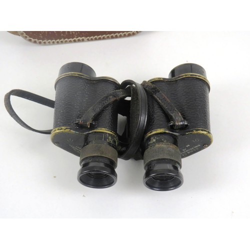 35 - AND MILITARTY FIELD BINOCULARS IN LEATHER CARRY CASE