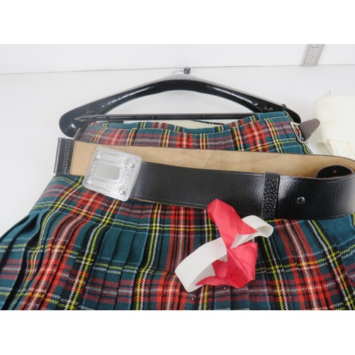 23 - SCOTTISH PURE WOOL KILT WIH BELT AND EDINBURGH WOOL SOCKS- NEW