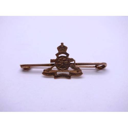 6 - 9ct ROYAL ARTILLERY BROOCH WWI