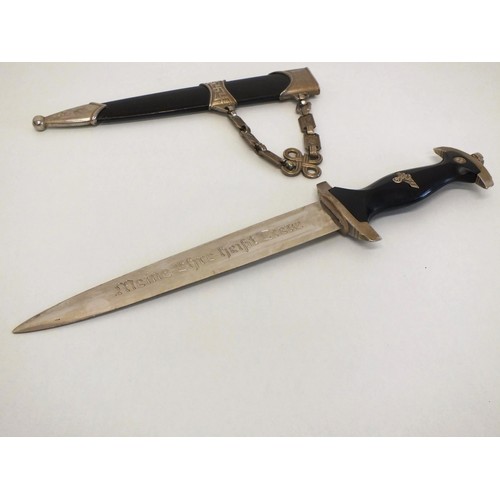 125 - GERMAN BLACK SS DAGGAR SCABBARD AND CHAIN HANGER