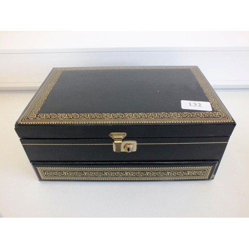 132 - LARGE MELE JEWELLERY BOX OF COSTUME JEWELLERY INCLUDING EARRINGS, BRACELETS, RINGS ETC