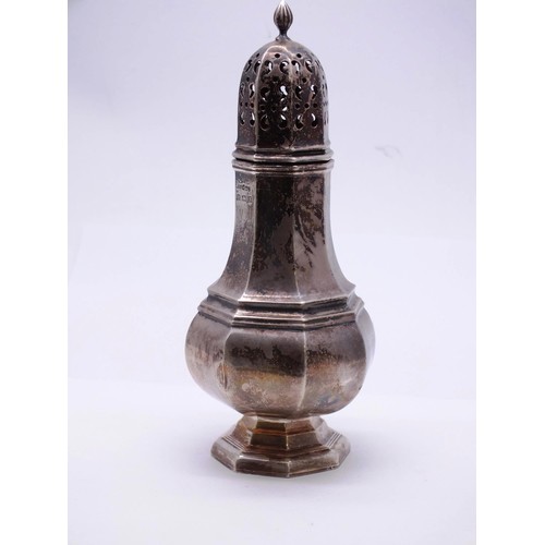 2 - EDWARDIAN STERLING SILVER SUGAR SHAKER 123g, Height 16cm