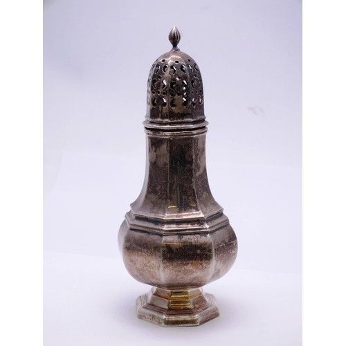 2 - EDWARDIAN STERLING SILVER SUGAR SHAKER 123g, Height 16cm